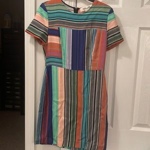 DVF Diane Von Furstenberg Burman Rainbow Stripe Short Sleeve Sheath Dress Sz 4